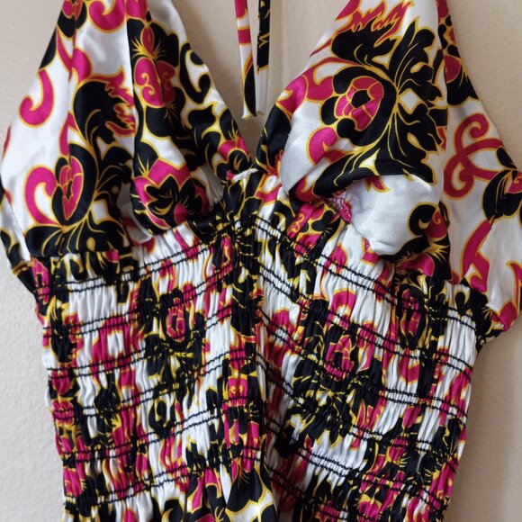 FLAMINGO USA Sexy Pink/Yellow/Black/Cream Backless Tank Women's L - Picture 5 of 12